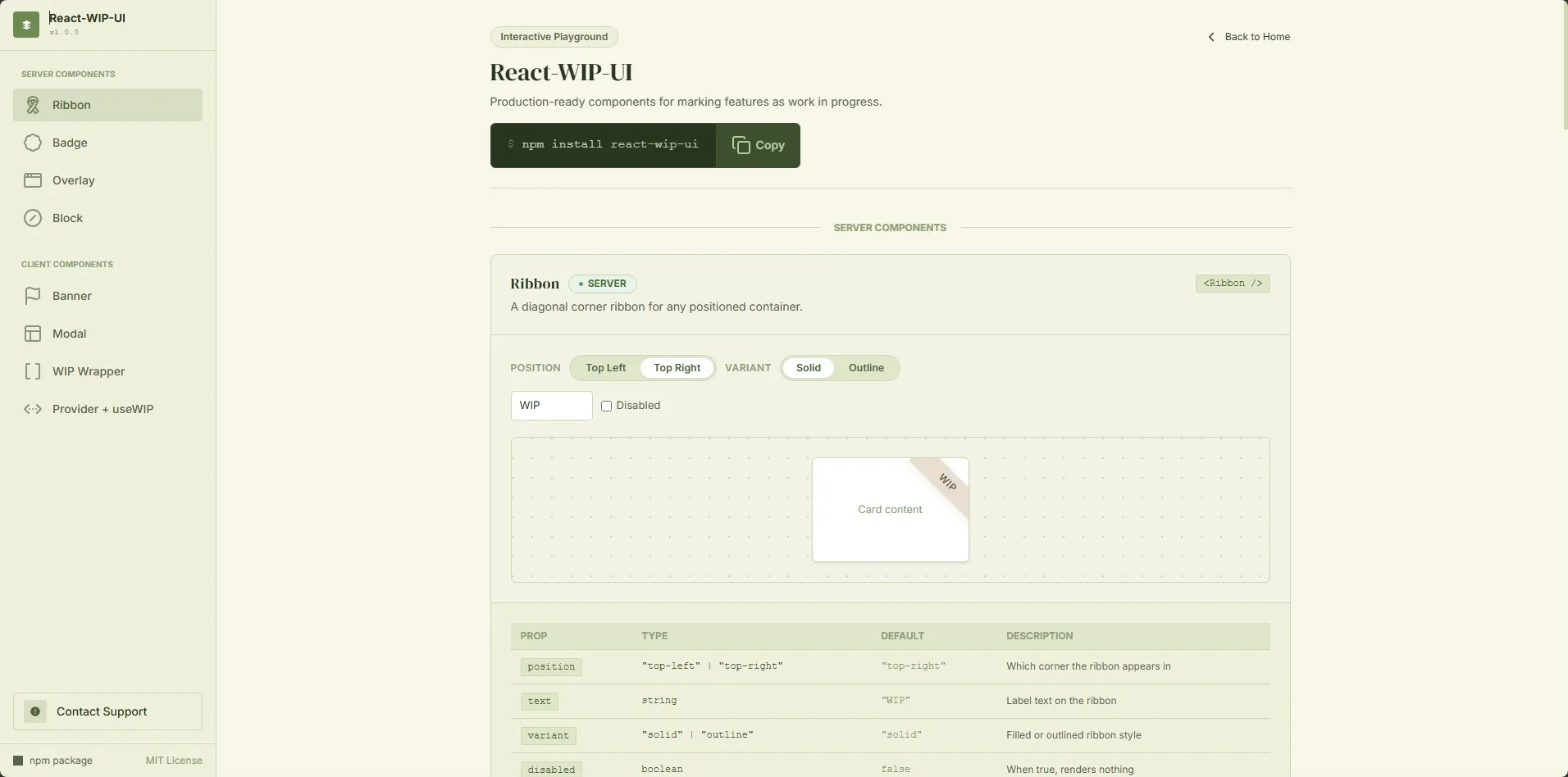 React WIP UI Playground