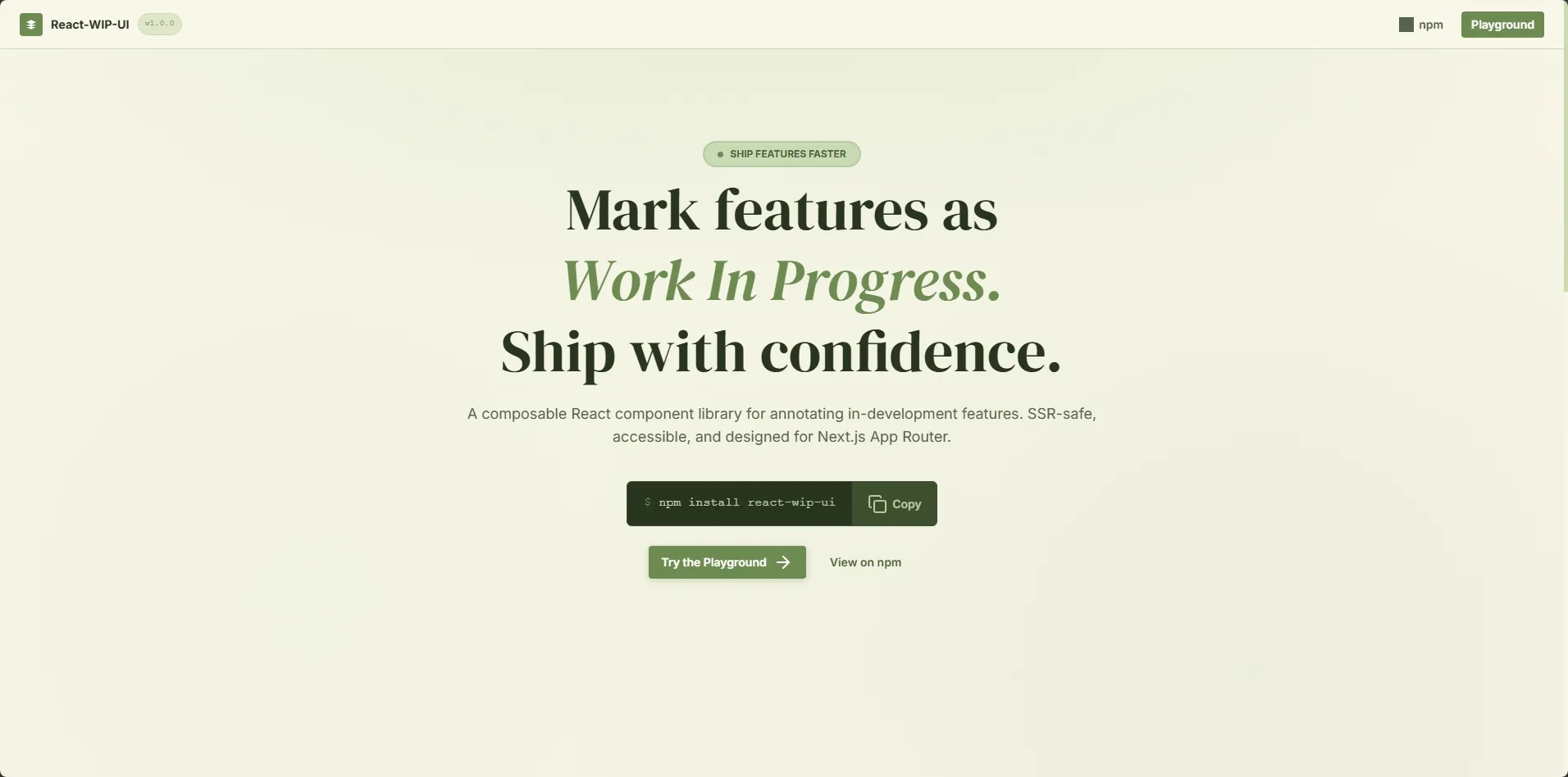 React WIP UI Website main